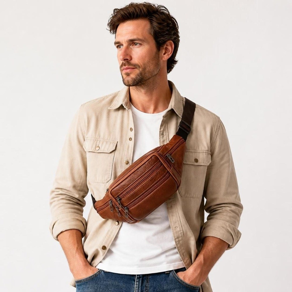 Luxury Bags Leather - Luxury Multi-Pocket Leather Fanny Pack Leather